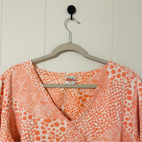 Ruby Rd. Orange and White Patterned Blouse - Picture 2 of 6